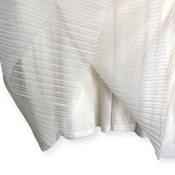 Feather Bone Anthropologie Ivory High Neck Lace And Crepe Midi Dress Women's 14 - Picture 7 of 11